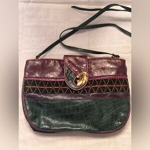 Sharif leather medium crossbody purse w gold tone leaf